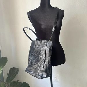 Black Patchwork -Leather-Crossbody- Large Tote Bag Purse